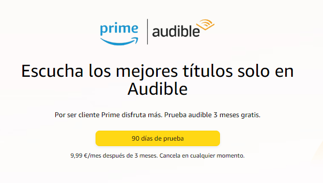 periodo de prueba de Audible con Amazon Prime